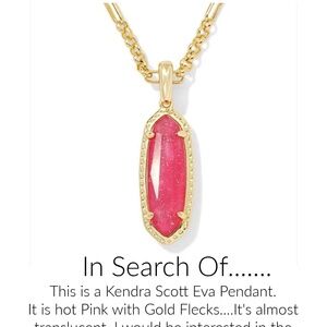 Kendra Scott Eva Pendant Gold, Hot Pink Translucent w/ Gold Glitter Flecks